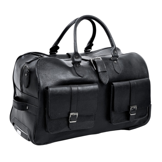 کیف مسافرتی چرخ دار چرم مشکی فلوتر