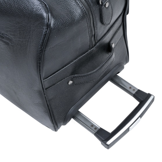 کیف مسافرتی چرخ دار چرم مشکی فلوتر