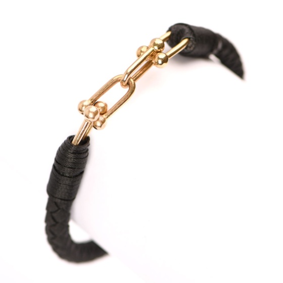 دستبند چرم طلا مردانه طرح تیفانی