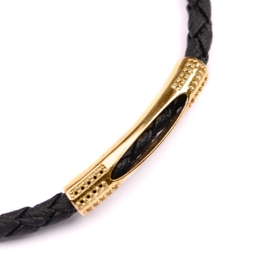 دستبند چرم طلا مردانه طرح الیزا