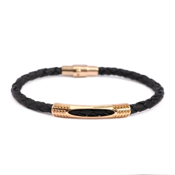 دستبند چرم طلا مردانه طرح الیزا