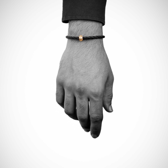 دستبند چرم طلا مردانه طرح زرینا