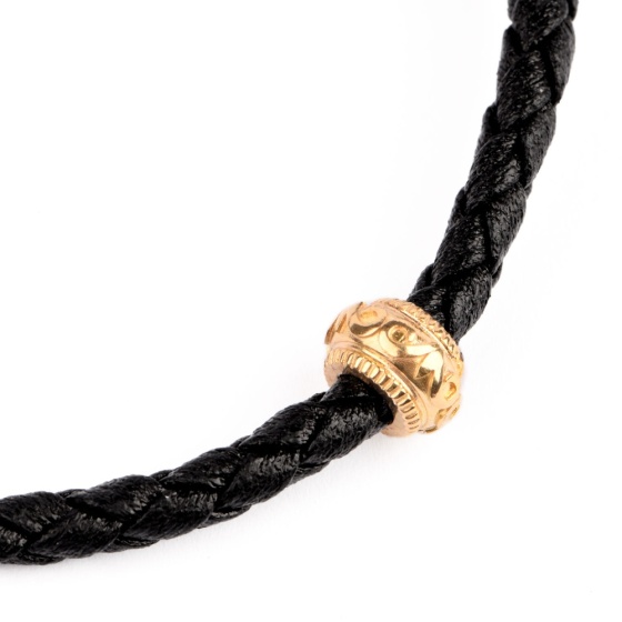 دستبند چرم طلا مردانه طرح زرینا