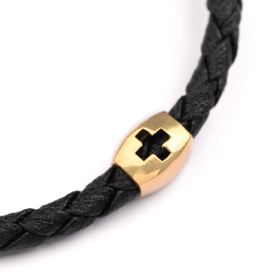 دستبند طلا چرم مردانه طرح آلورا