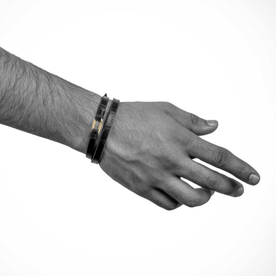 دستبند چرم طلا مردانه طرح هرمس