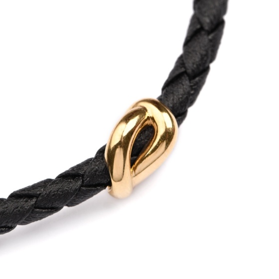 دستبند چرم طلا مردانه طرح دلارا