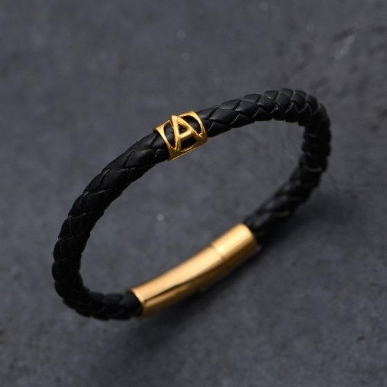دستبند طلا چرم طرح حروف