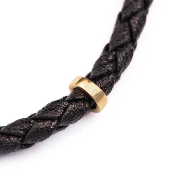 دستبند چرم طلا مردانه طرح زرلین