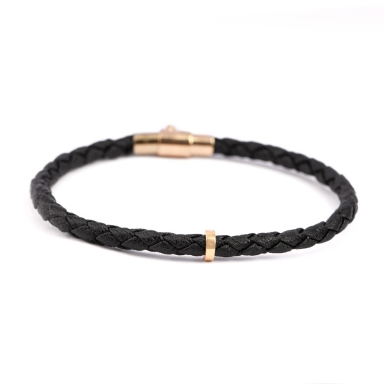 دستبند چرم طلا مردانه طرح زرلین