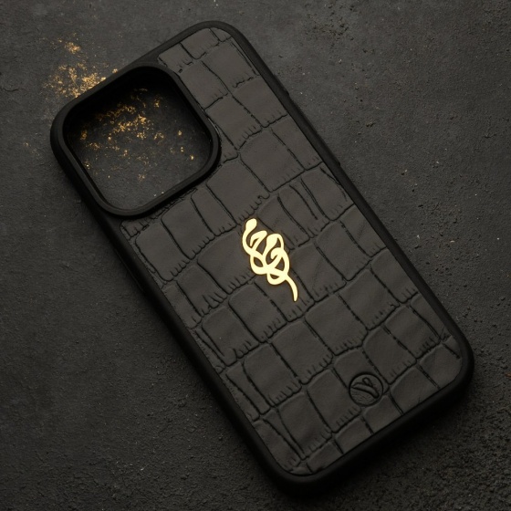 قاب موبایل طلا چرم اسم محمد