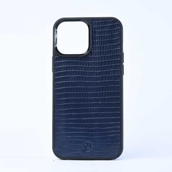 قاب آیفون 13 چرم سورمه ای لیزارد