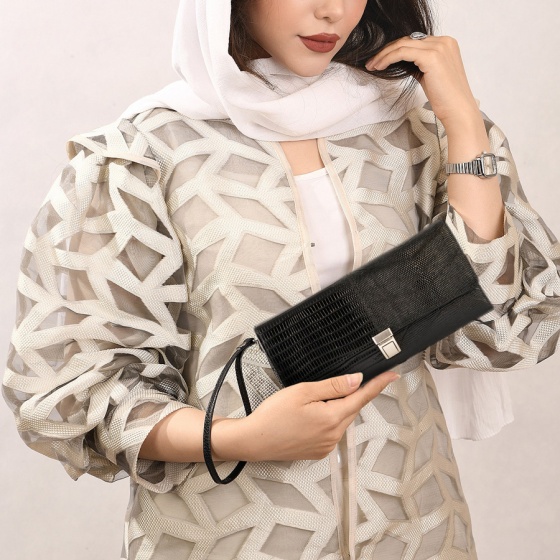 کیف دستی زنانه طرح صنم چرم لیزارد مشکی