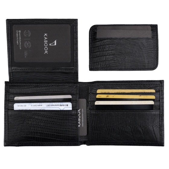 کیف جیبی طرح نظام چرم مشکی لیزارد