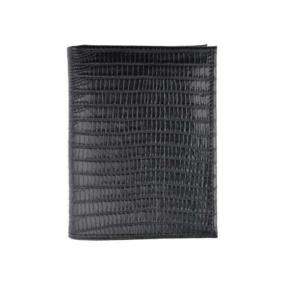 کیف پول کتابی ارگ چرم مشکی لیزارد