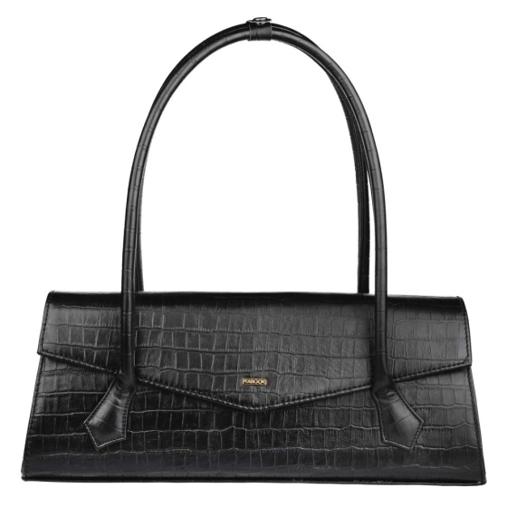 کیف دوشی زنانه چرم مشکی کروکودیل طرح املین