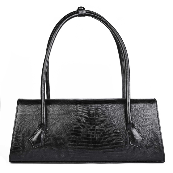 کیف دوشی زنانه چرم مشکی لیزارد طرح املین