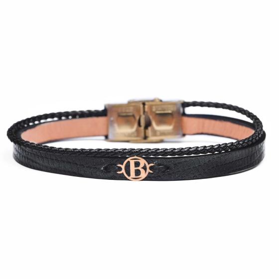 دستبند زنانه طلا چرم حرف B