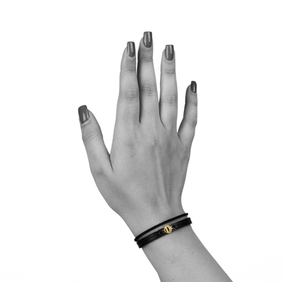 دستبند زنانه طلا چرم حرف D