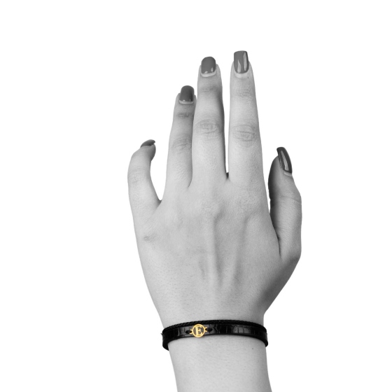 دستبند زنانه طلا چرم حرف E