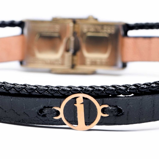 دستبند زنانه طلا چرم حرف I