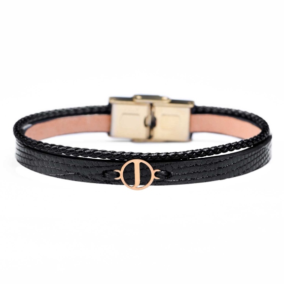 دستبند زنانه طلا چرم حرف J