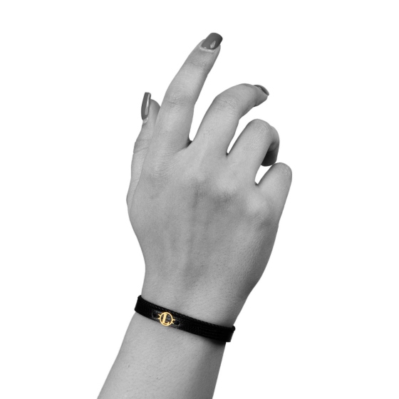 دستبند زنانه طلا چرم حرف L