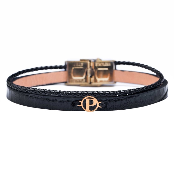دستبند زنانه طلا چرم حرف P