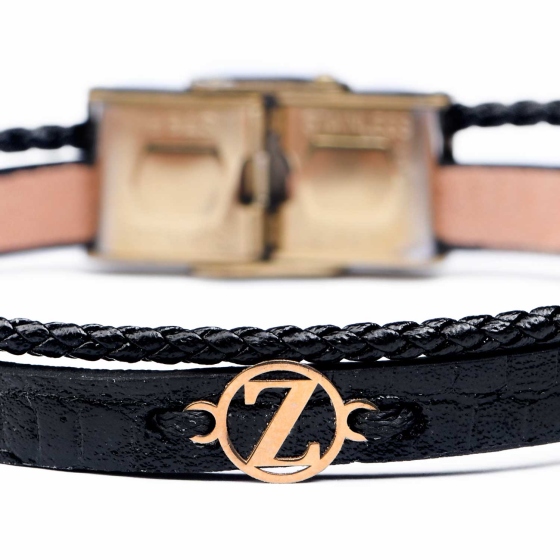 دستبند زنانه طلا چرم حرف Z