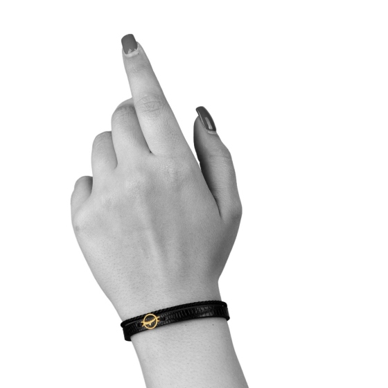 دستبند زنانه طلا چرم حرف ب