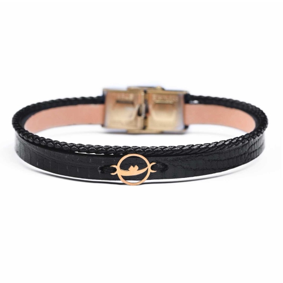 دستبند زنانه طلا چرم حرف ت