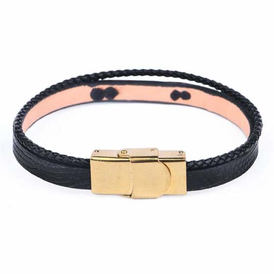 دستبند زنانه طلا چرم حرف ت