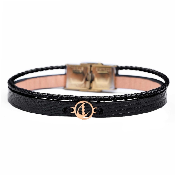 دستبند زنانه طلا چرم حرف چ