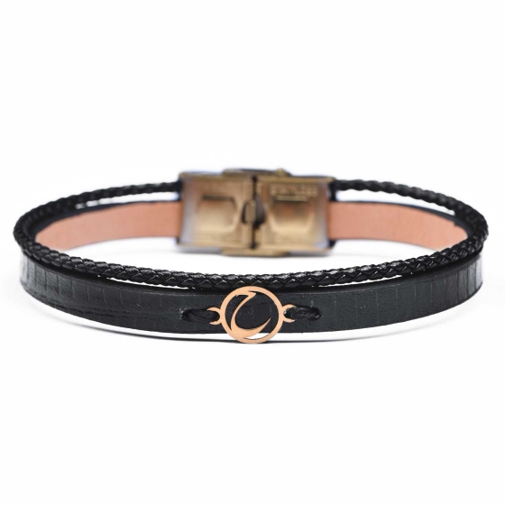 دستبند زنانه طلا چرم حرف ح