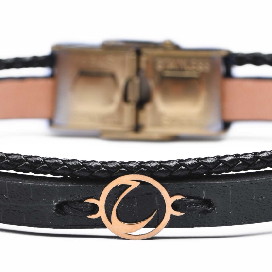 دستبند زنانه طلا چرم حرف ح