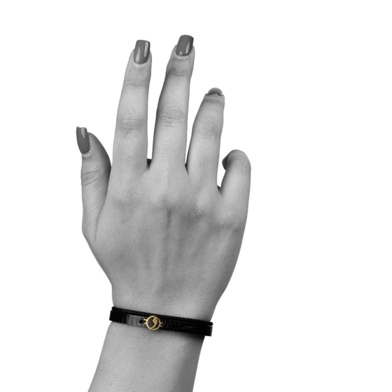 دستبند زنانه طلا چرم حرف د