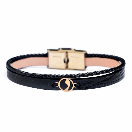 دستبند زنانه طلا چرم حرف د