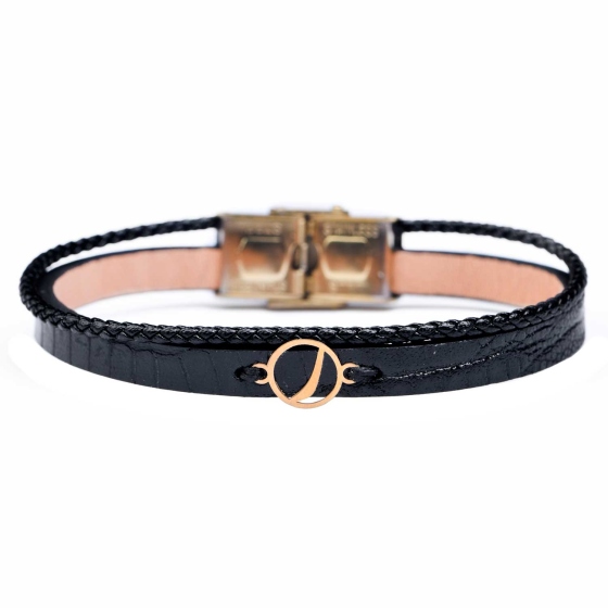 دستبند زنانه طلا چرم حرف ر