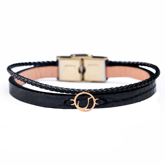 دستبند زنانه طلا چرم حرف س