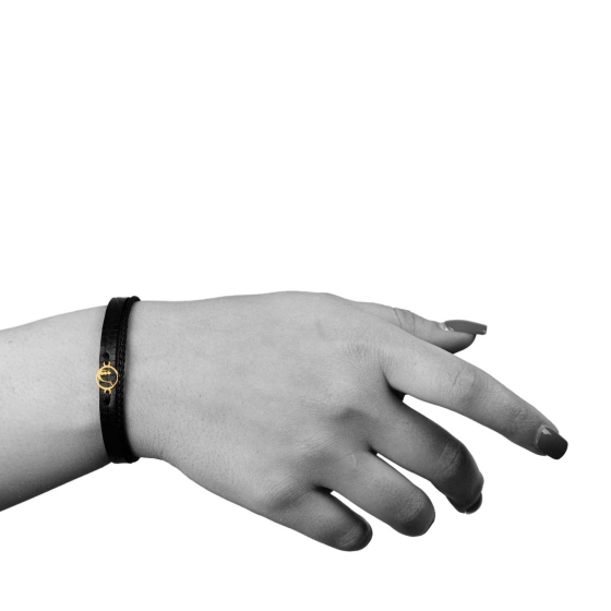 دستبند زنانه طلا چرم حرف ش