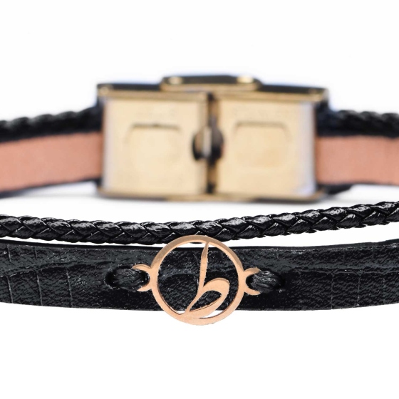 دستبند زنانه طلا چرم حرف ط