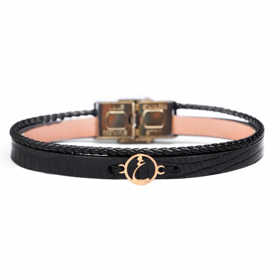 دستبند زنانه طلا چرم حرف غ