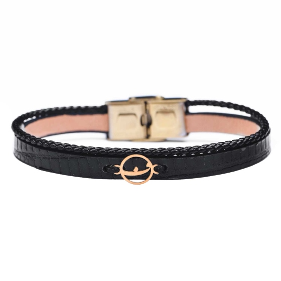 دستبند زنانه طلا چرم حرف ف