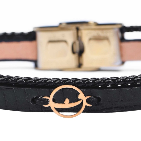 دستبند زنانه طلا چرم حرف ف