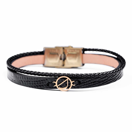 دستبند زنانه طلا چرم حرف ک