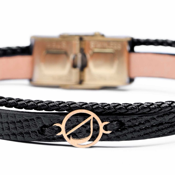 دستبند زنانه طلا چرم حرف ک