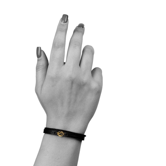 دستبند زنانه طلا چرم حرف گ