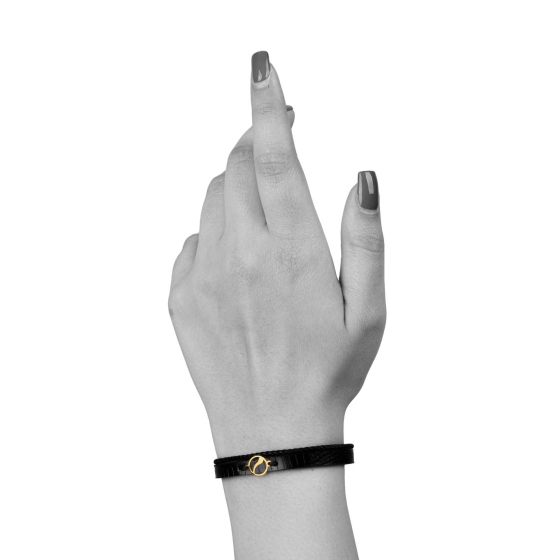 دستبند زنانه طلا چرم حرف م