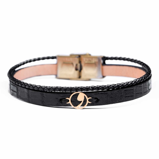 دستبند زنانه طلا چرم حرف و