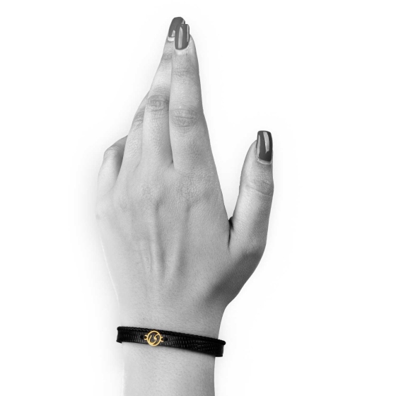 دستبند زنانه طلا چرم حرف ی