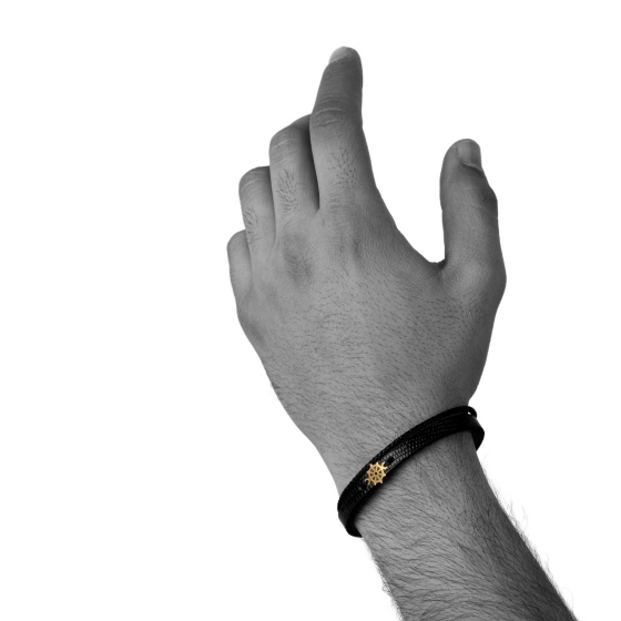 دستبند مردانه طلا طرح چرخ دراما